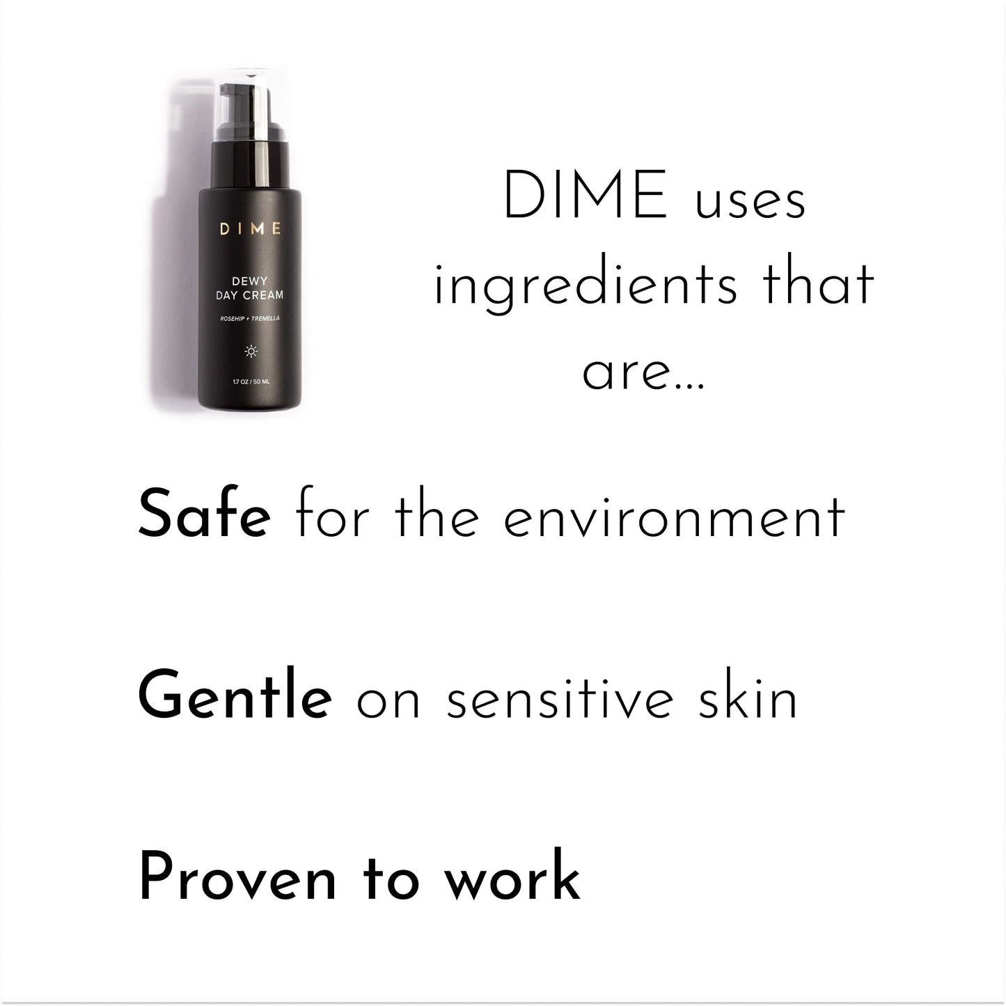 DIME Beauty Dewy Day Cream - Anti-Aging Hydrating Face Moisturizer with Rosehip Oil, Ceramides and Snow Mushroom for Dry and Combination Skin, Vegan and Cruelty-Free, 1.7 oz / 50 ml