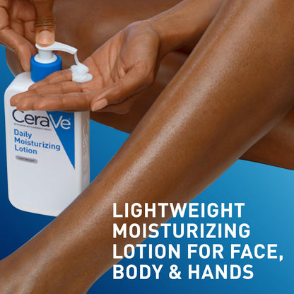 CeraVe Daily Moisturizing Lotion for Dry Skin, Body Lotion & Face Moisturizer with Hyaluronic Acid and Ceramides, Daily Moisturizer, Fragrance Free, Oil-Free, 12 Ounce